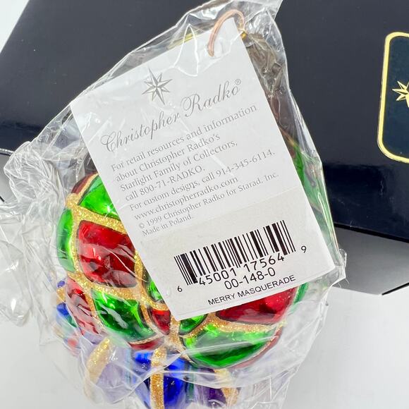Christopher Radko Merry Masquerade Ornament Harlequin NOLA Festive NIB Retired - Picture 6 of 10